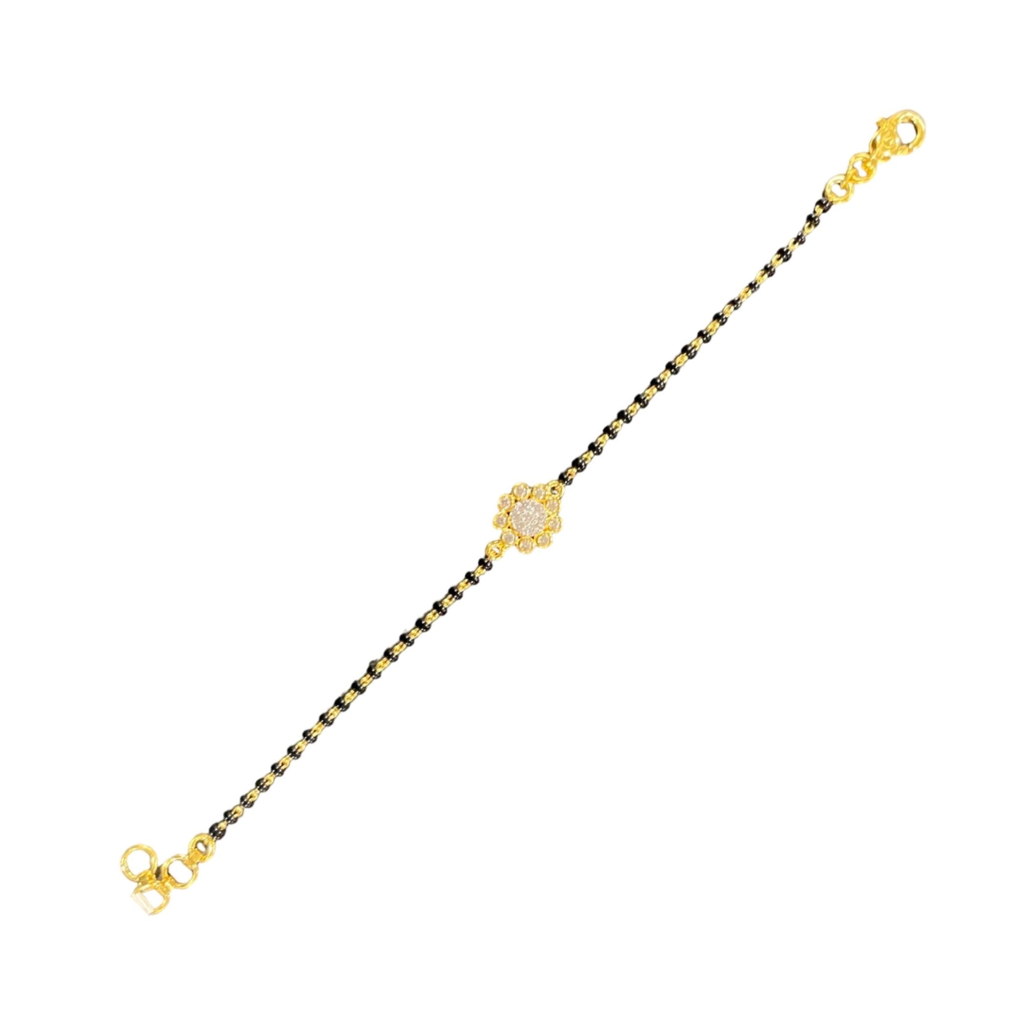 916 Twenty Two Karat (22K) Gold Black Beads Kids 5.0-inch Najariya - Style#02