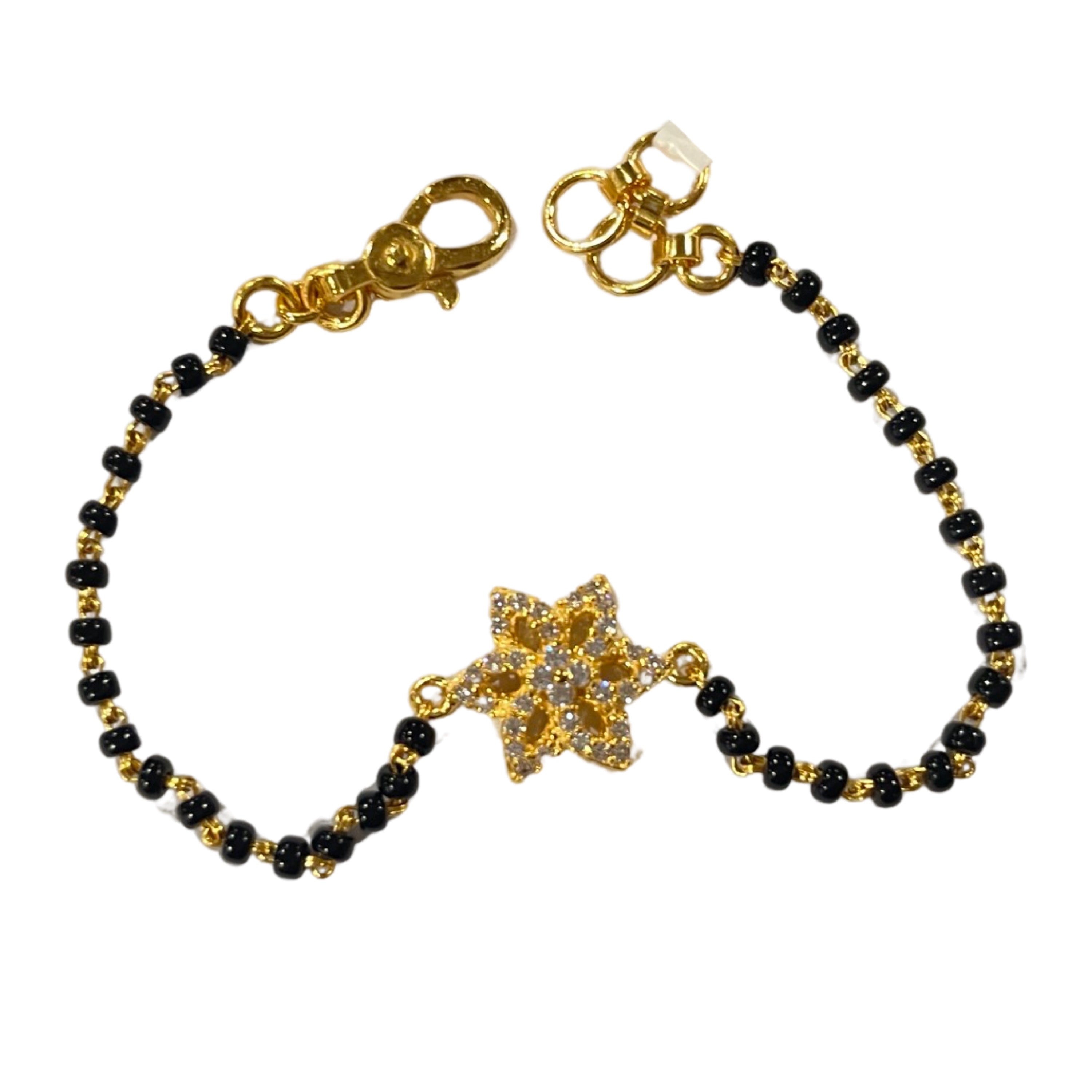 916 Twenty Two Karat (22K) Gold Black Beads Kids 5.5-inch Najariya - Style#08