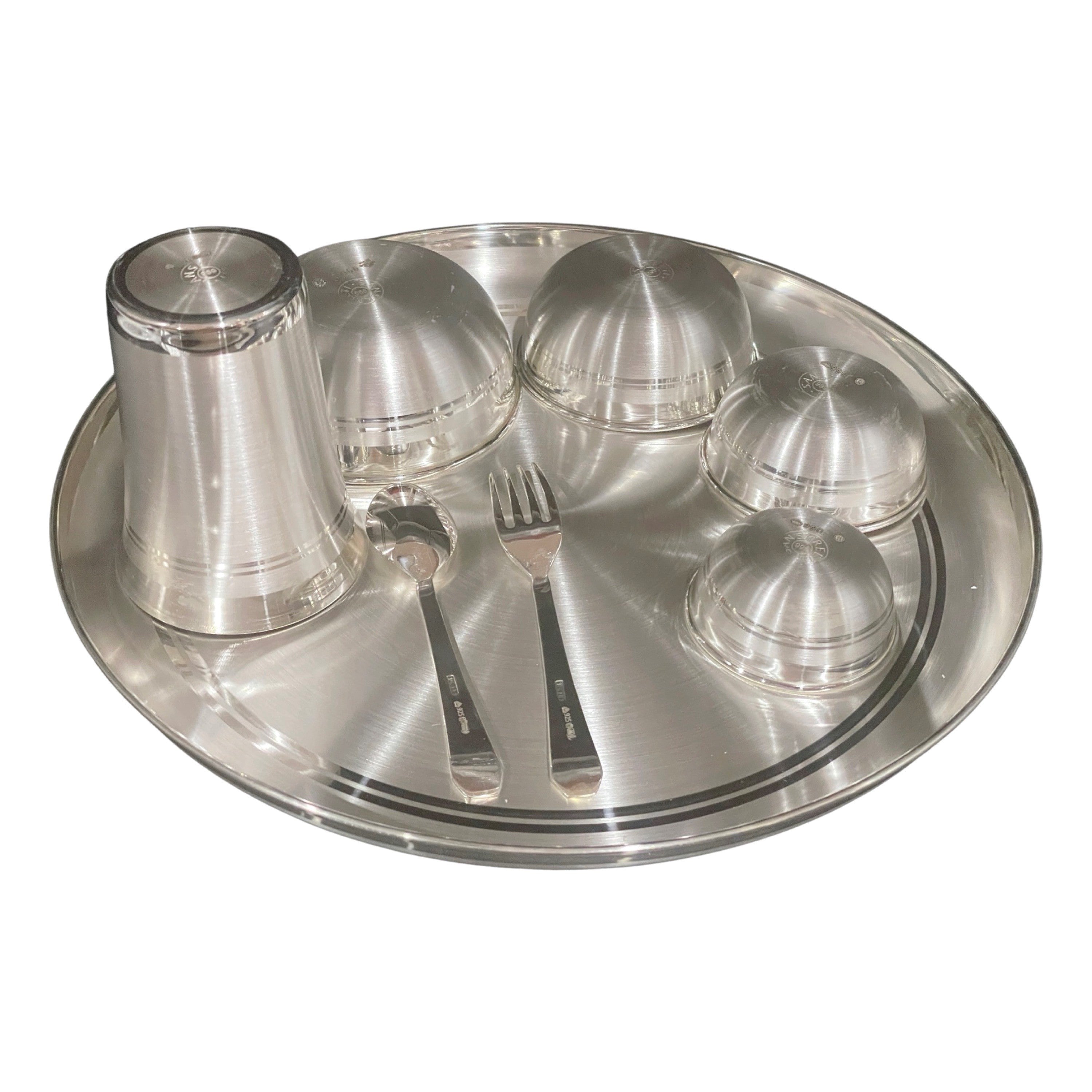 999 Pure Silver 12.0-Inch Hallmarked Exclusive Designer Dinner Set - Set#15