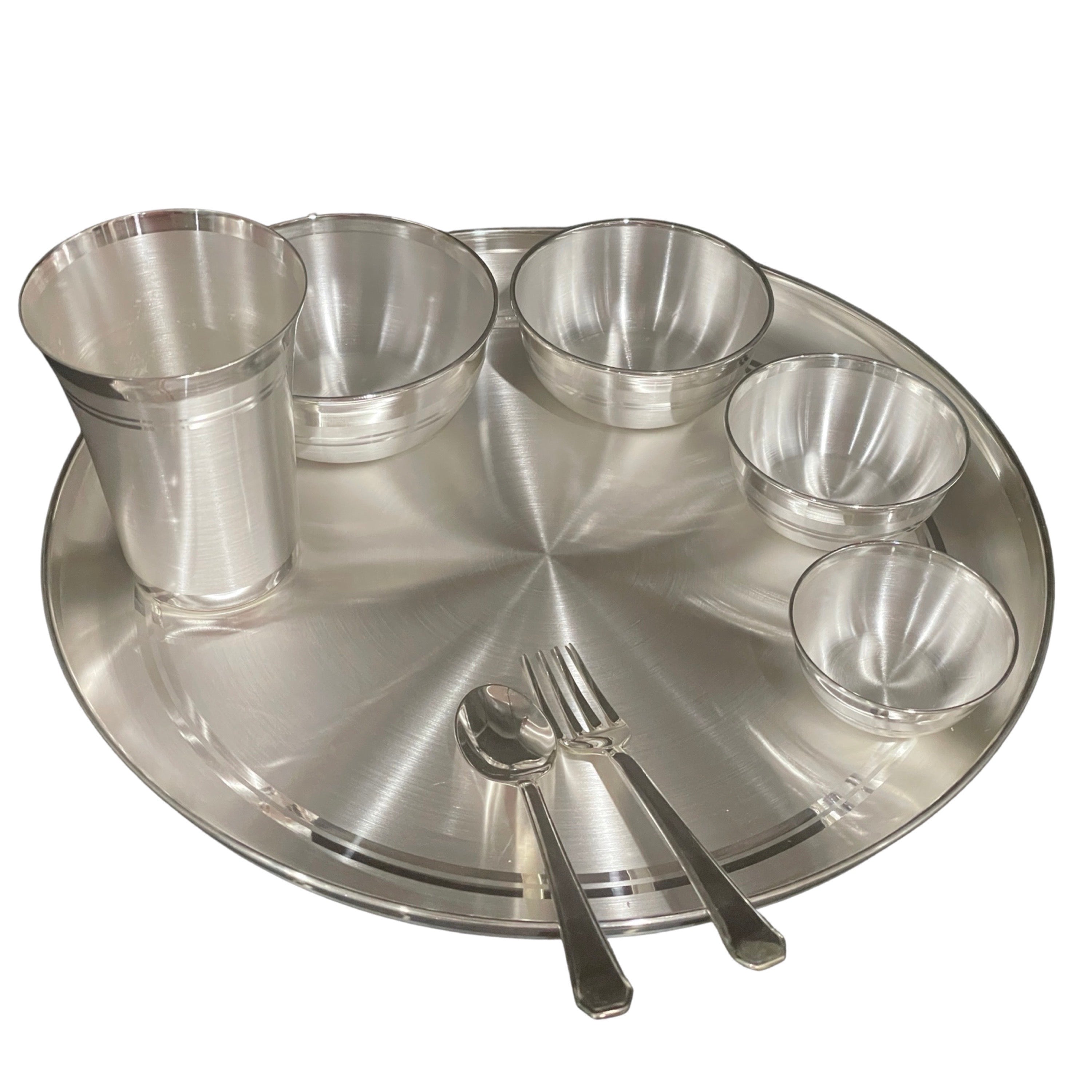 999 Pure Silver 12.0-Inch Hallmarked Exclusive Designer Dinner Set - Set#15