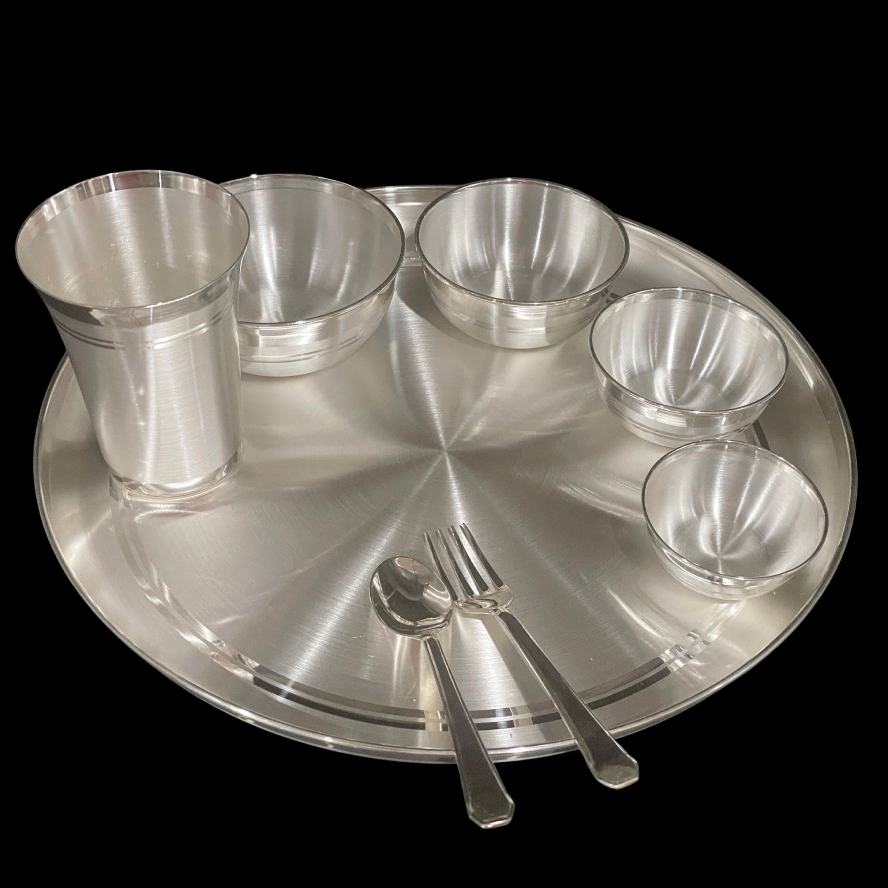 999 Pure Silver 12.0-Inch Hallmarked Exclusive Designer Dinner Set - Set#15