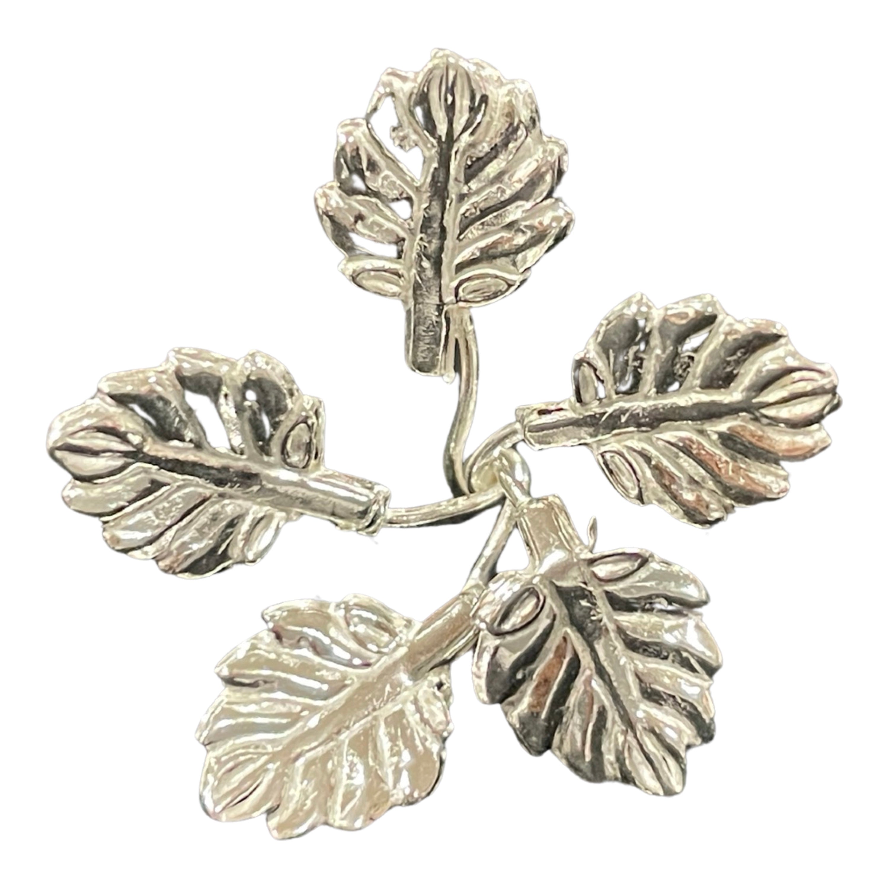 750 Silver Religious Tulsi / Basil Leaves (Set of 10 branches) Set - Style#03