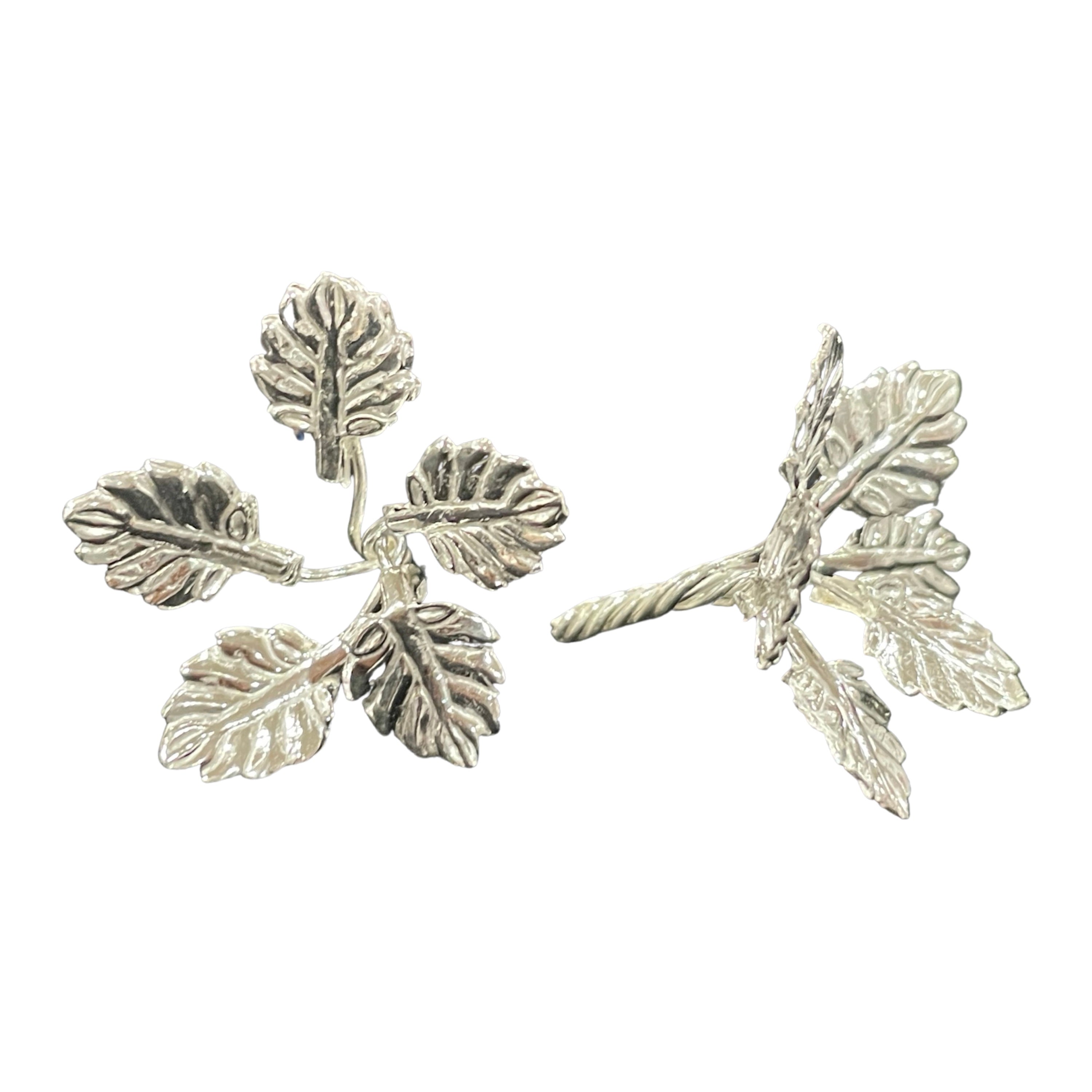 750 Silver Religious Tulsi / Basil Leaves (Set of 10 branches) Set - Style#03