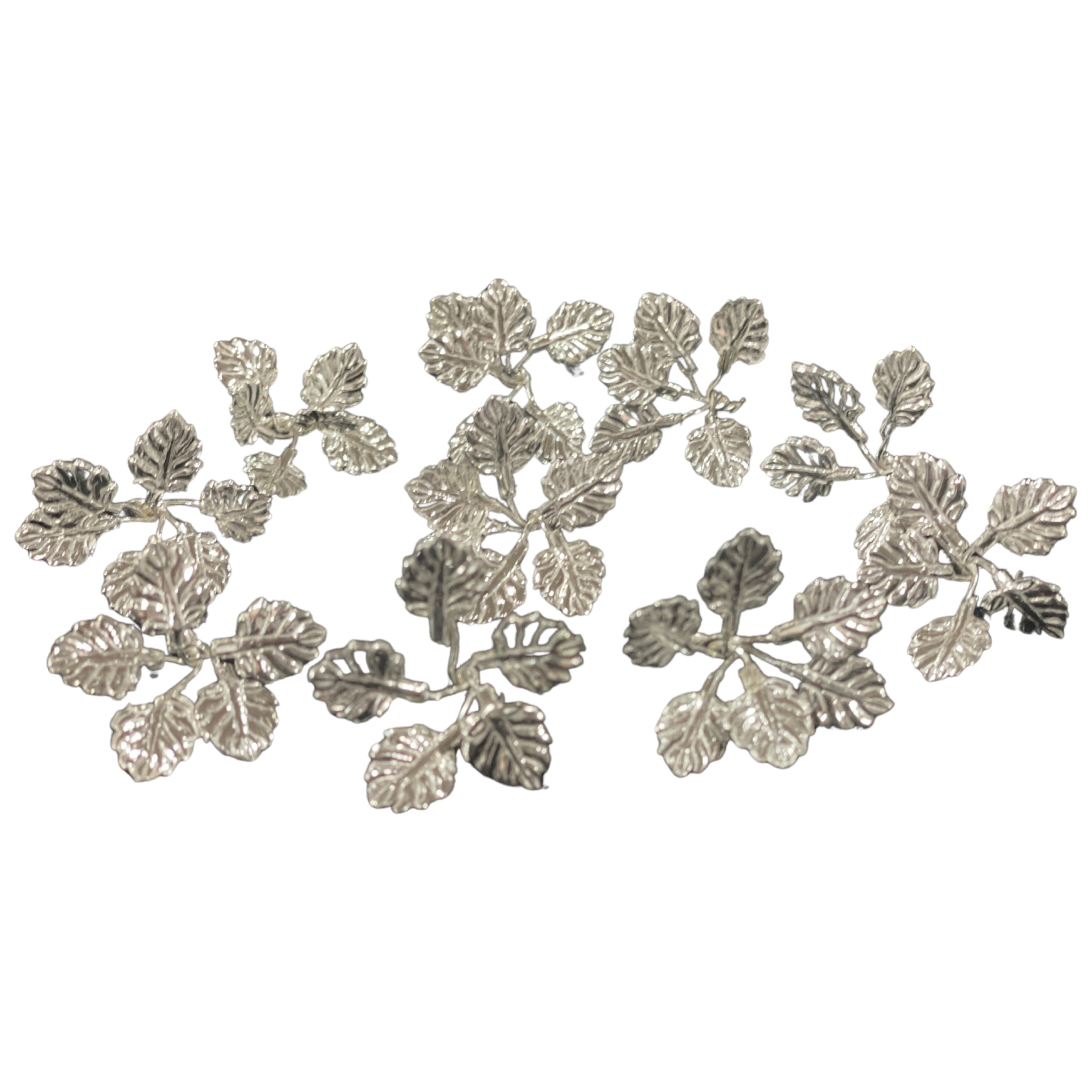 750 Silver Religious Tulsi / Basil Leaves (Set of 10 branches) Set - Style#03