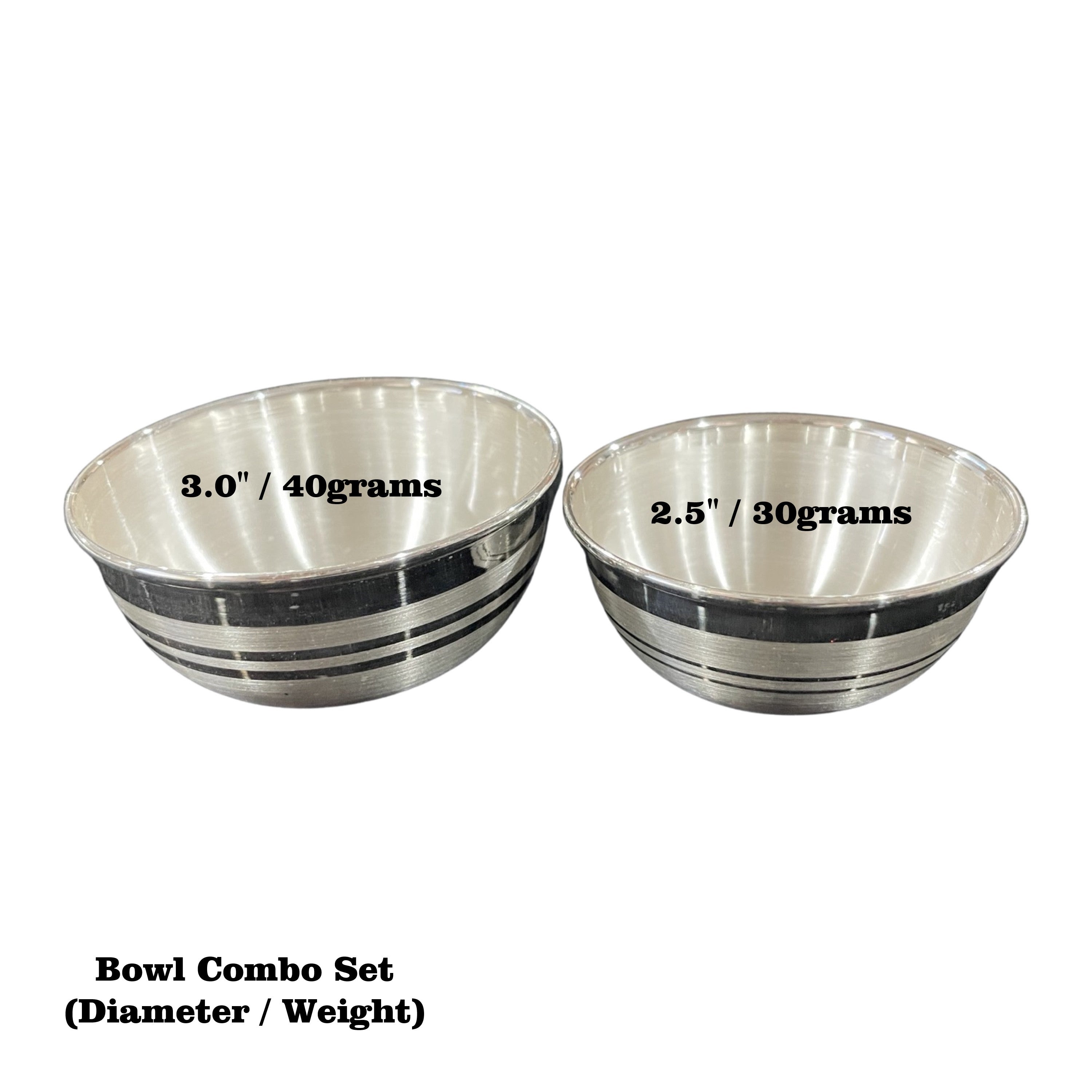 999 Pure Silver Hallmarked Designer Combo Bowl Set - Set#01