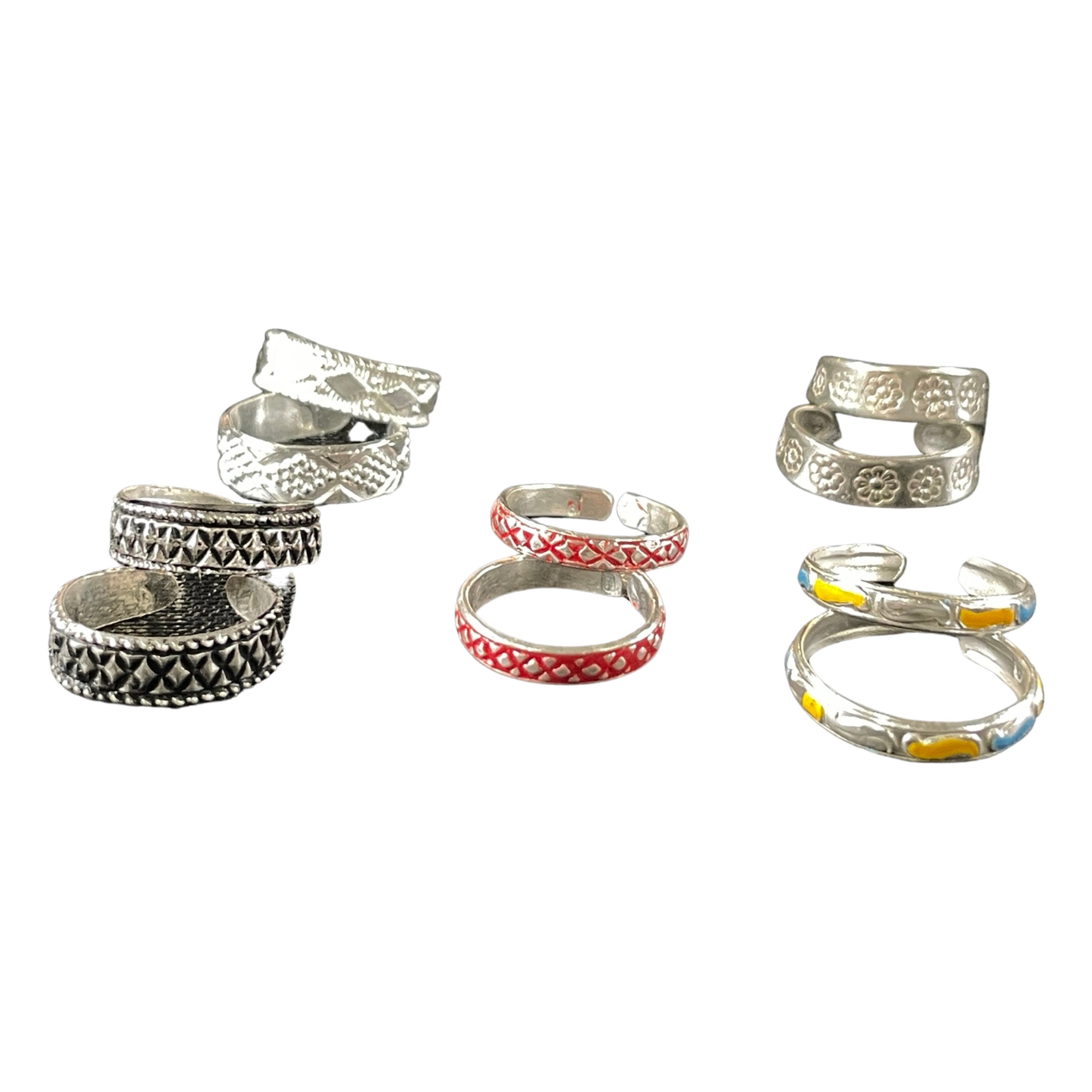 925 Sterling Silver Toe-rings (Pack of 5 Pairs)- Set #16