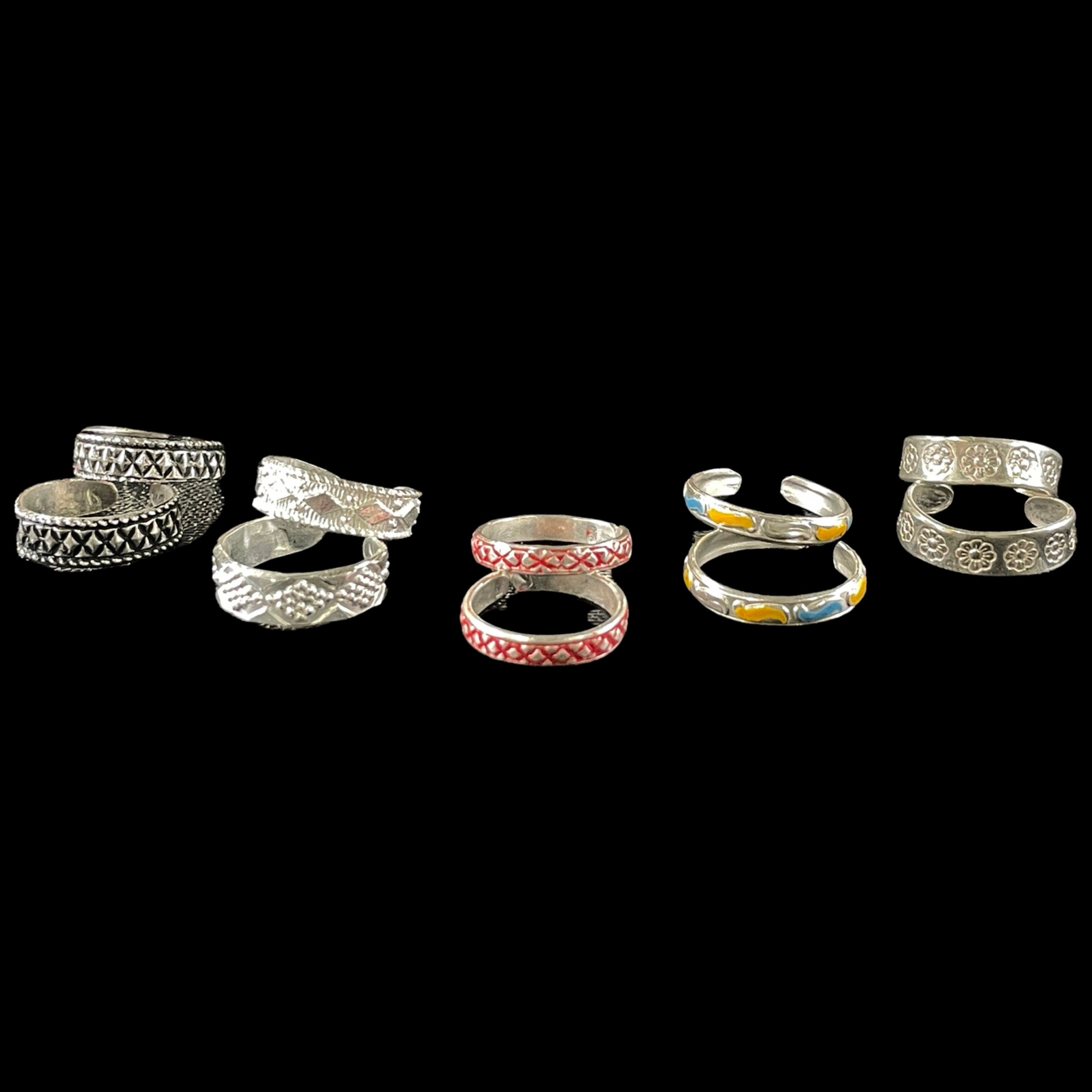 925 Sterling Silver Toe-rings (Pack of 5 Pairs)- Set #16