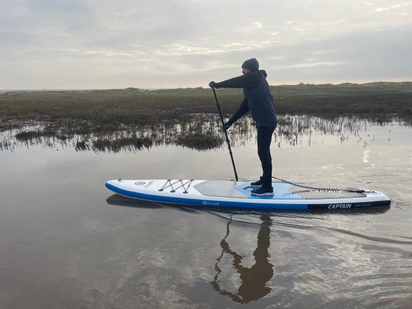 winter paddle boarding