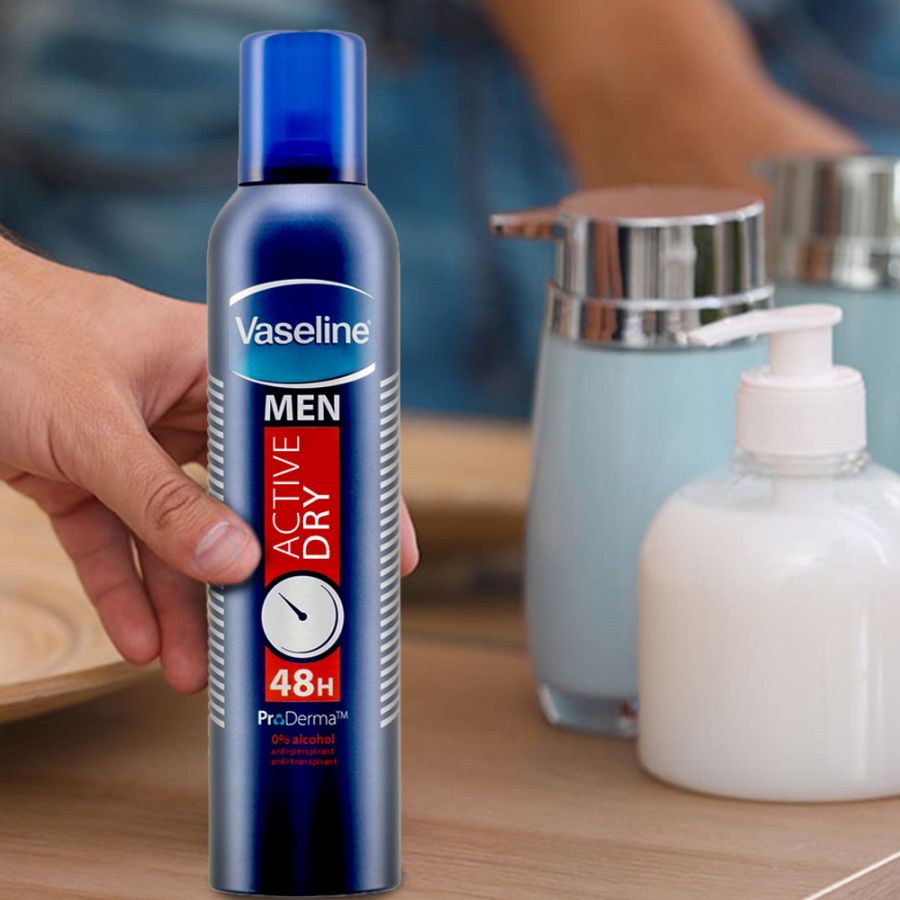 Vaseline Men Active Dry Anti-Perspirant Deodorant Spray, 250ml (Pack of 12)