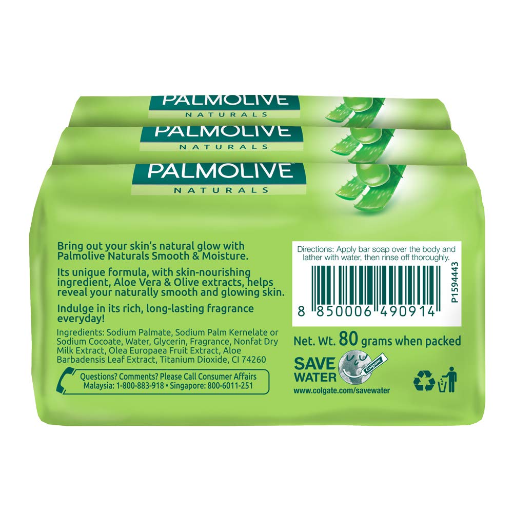 Palmolive Smooth Moisture Aloe Vera Olive Soap, 3ct. 240g