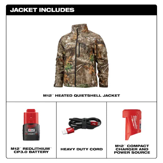 Milwaukee 224C-21L M12 QUIETSHELL Camo Heated Jacket Kit - Large, New