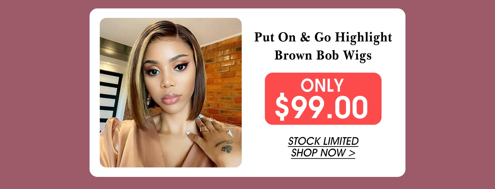 Highlight Brown Human Hair Bob Wigs