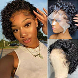 Ali Grace 12A Grade Pixie Cut Short Bob 13X1 Transparent Lace Cheap Curly Human Hair Wigs For Women Short Bob Wig AliGrace 8 