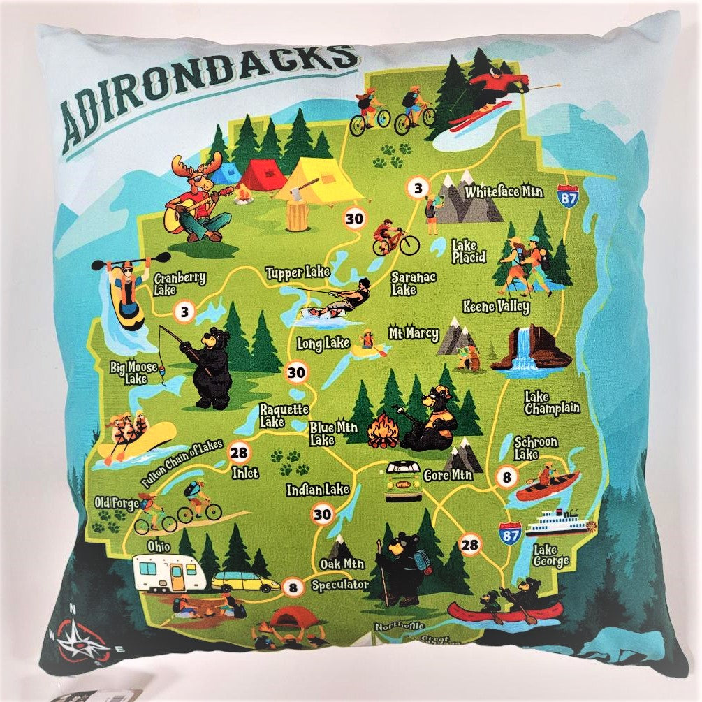 Adirondack Map Throw Pillow