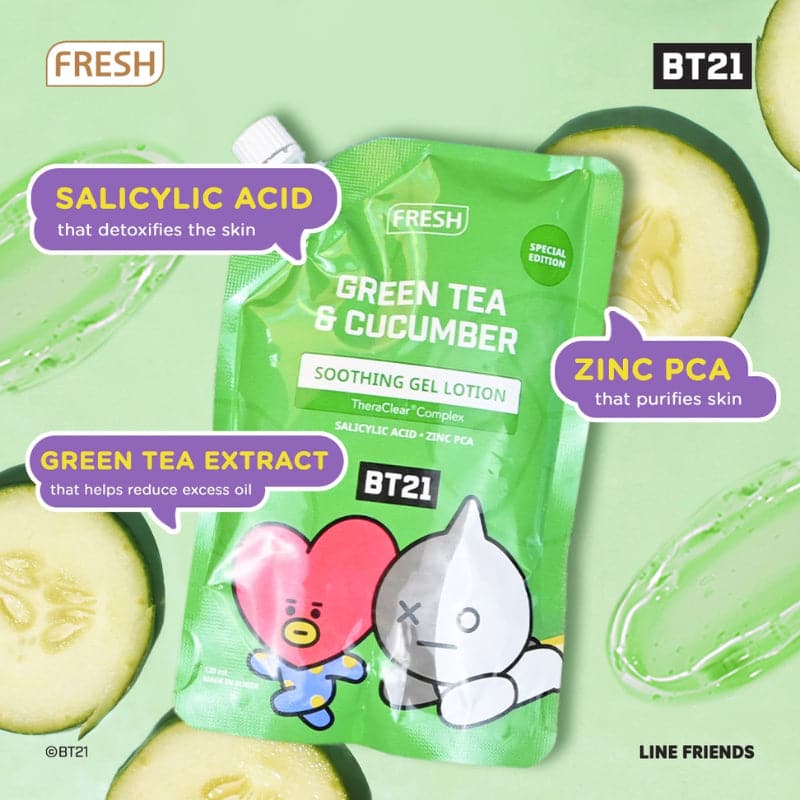 BT21 Green Tea & Cucumber Soothing Gel Lotion 120ML