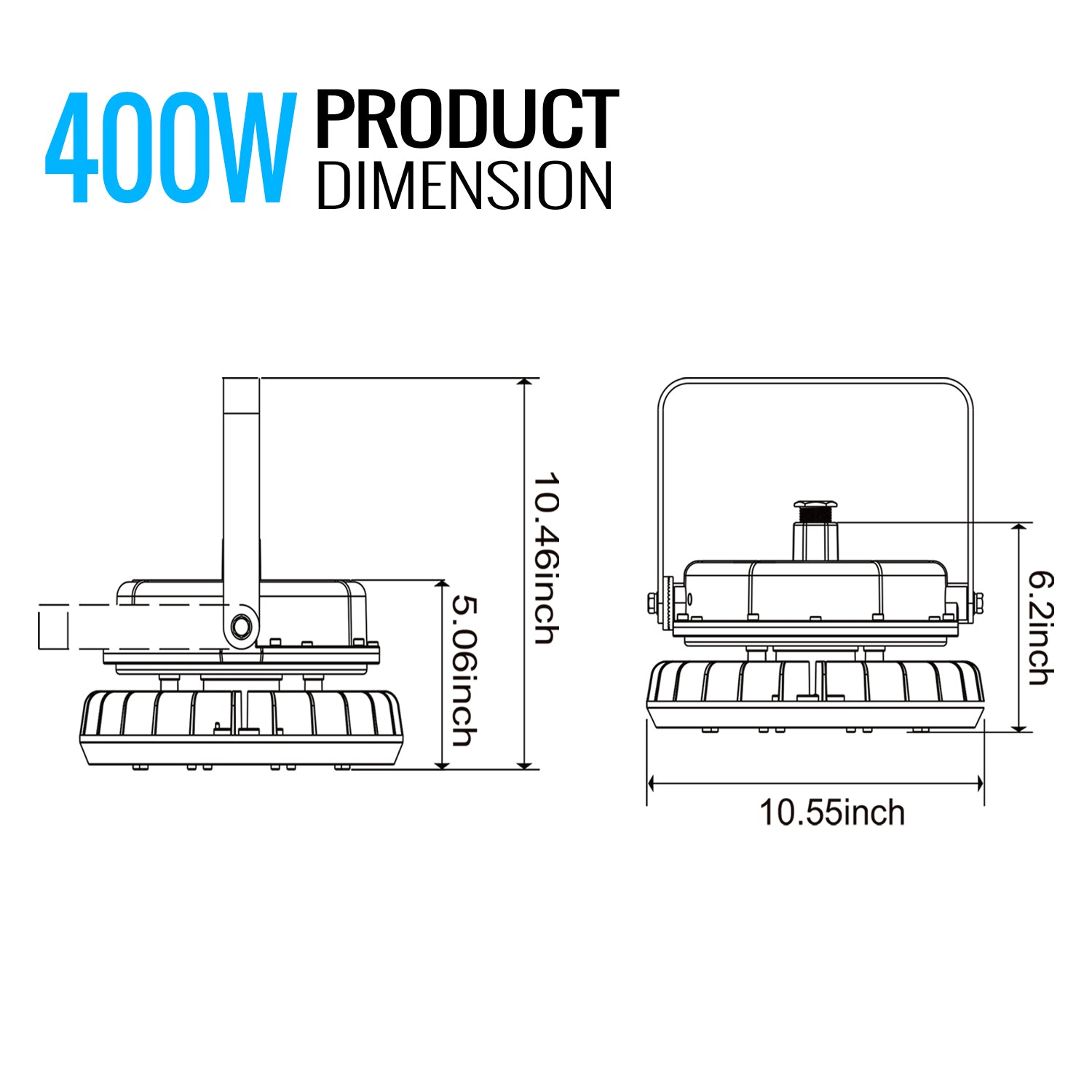 400 Watt LED Explosion Proof Round High Bay Light, B Series, Dimmable, 5000K, 56000LM, AC100-277V, IP66, Ideal for Oil & Gas Refineries, Drilling Rigs, Petrochemical Facilities