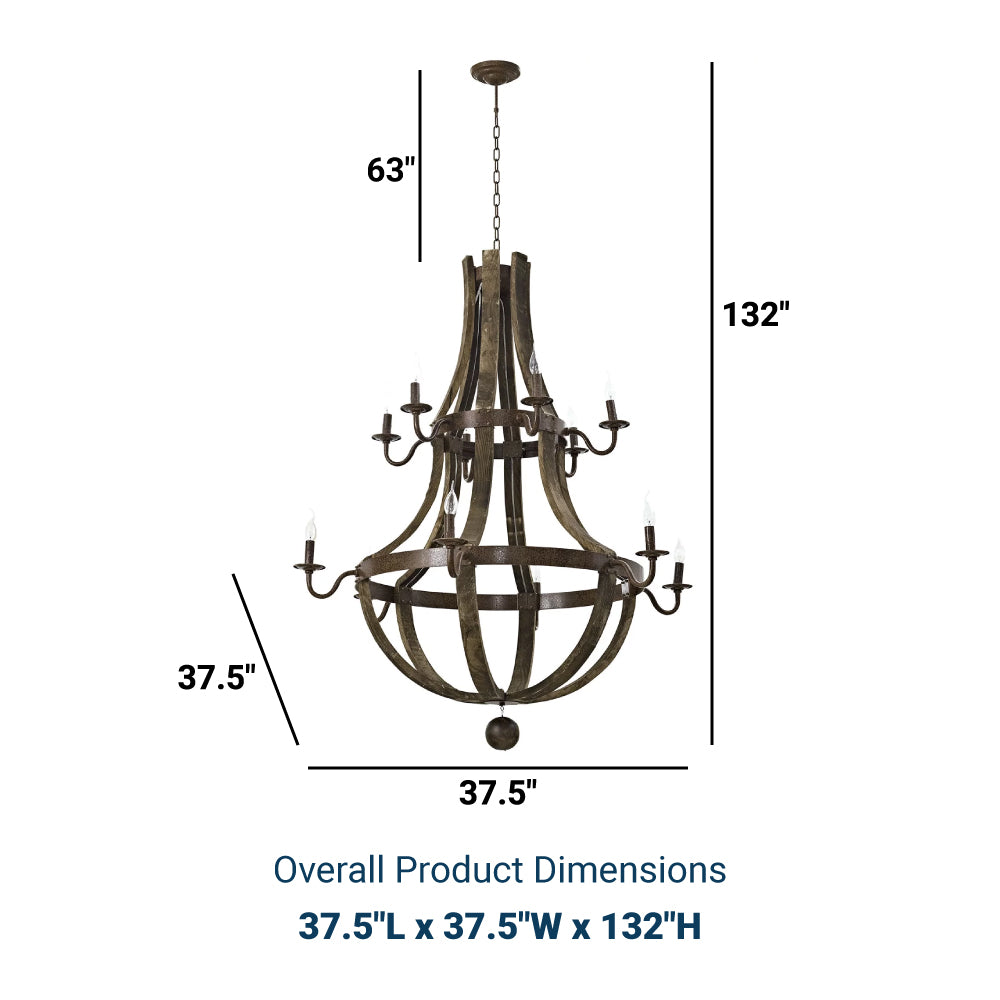 25W Trebuchet Modern Vintage Chandelier - Brown - Wood & Metal