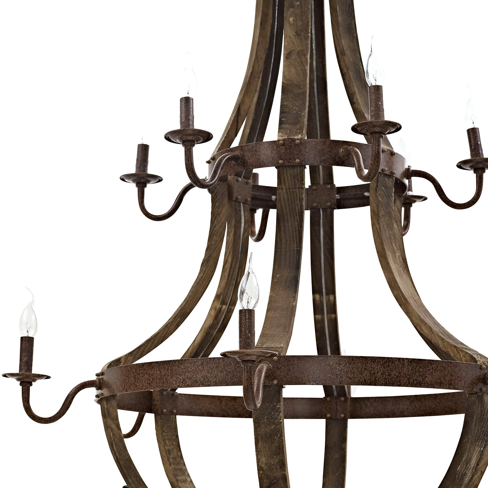 25W Trebuchet Modern Vintage Chandelier - Brown - Wood & Metal