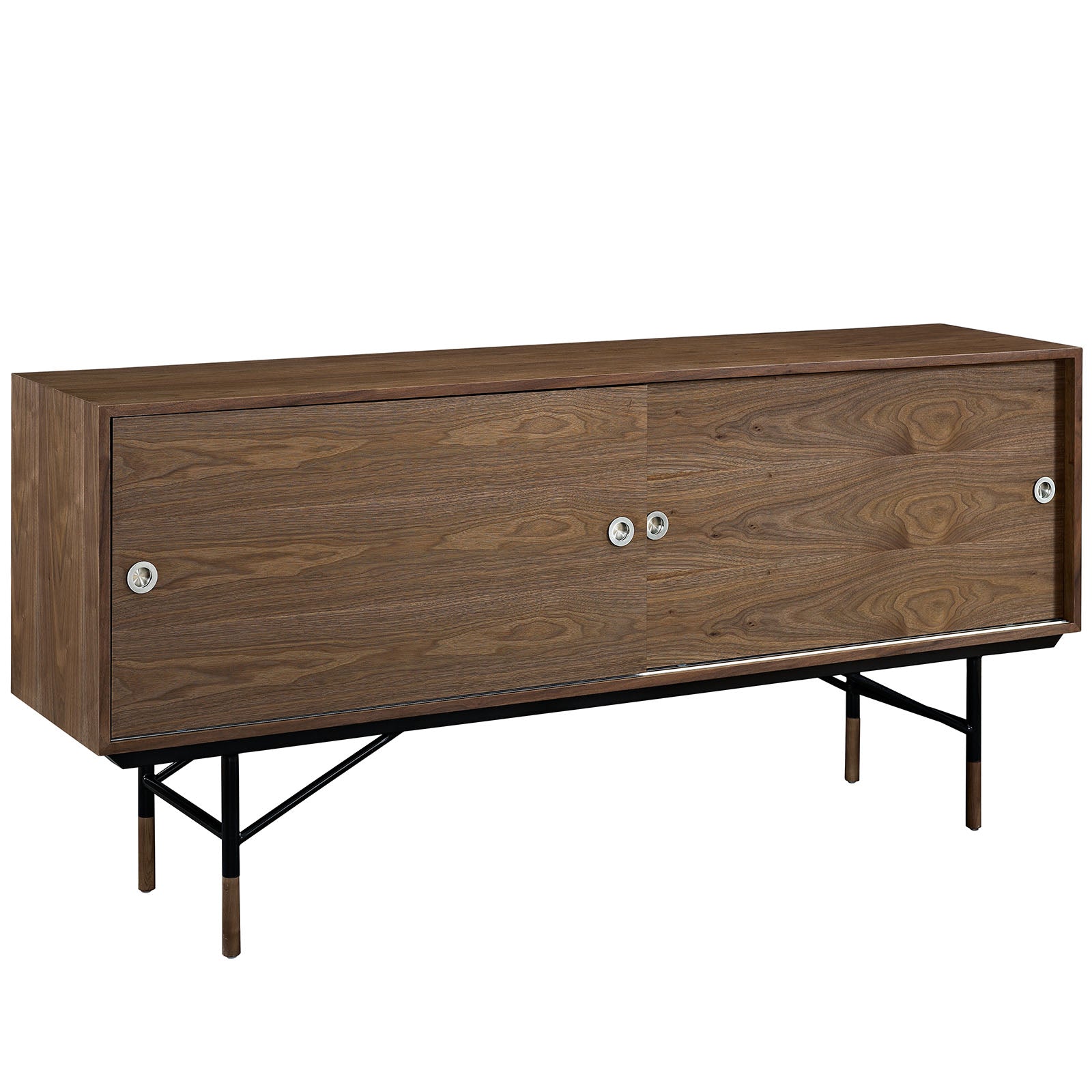 Contemporary Modern Envoy Television Stand - Plastic Goot Glide - Walnut