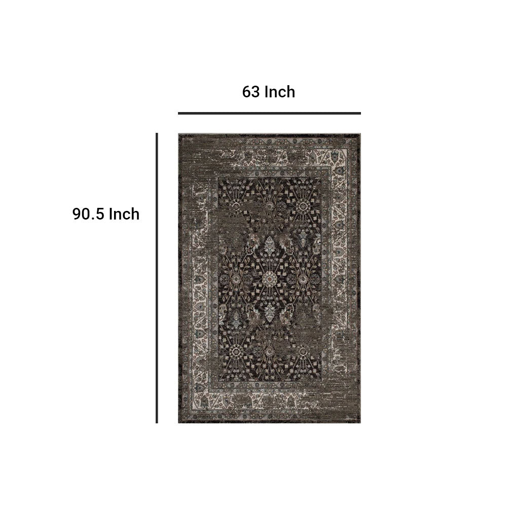 Berit Distressed Vintage Floral Lattice Area Rug