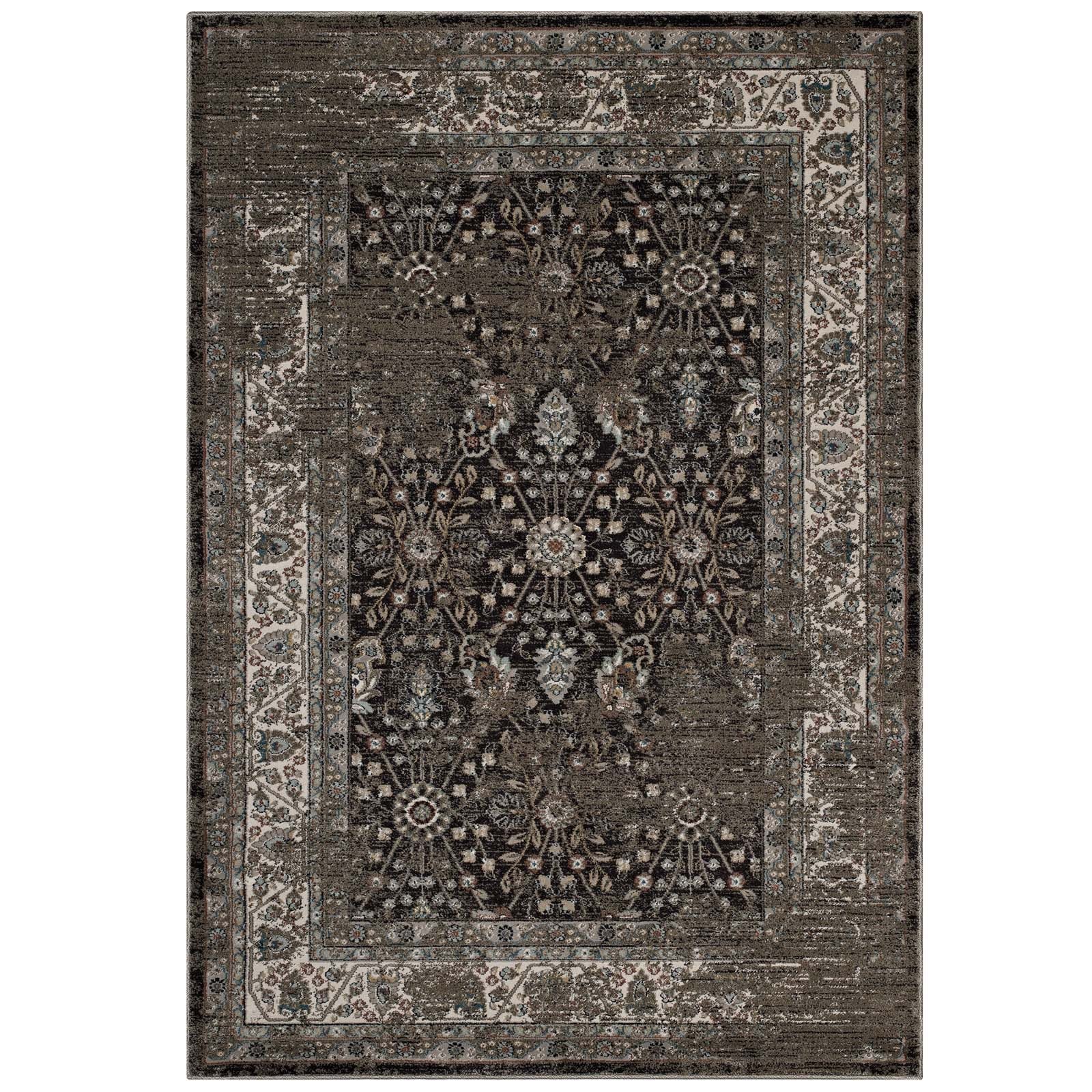 Berit Distressed Vintage Floral Lattice Area Rug