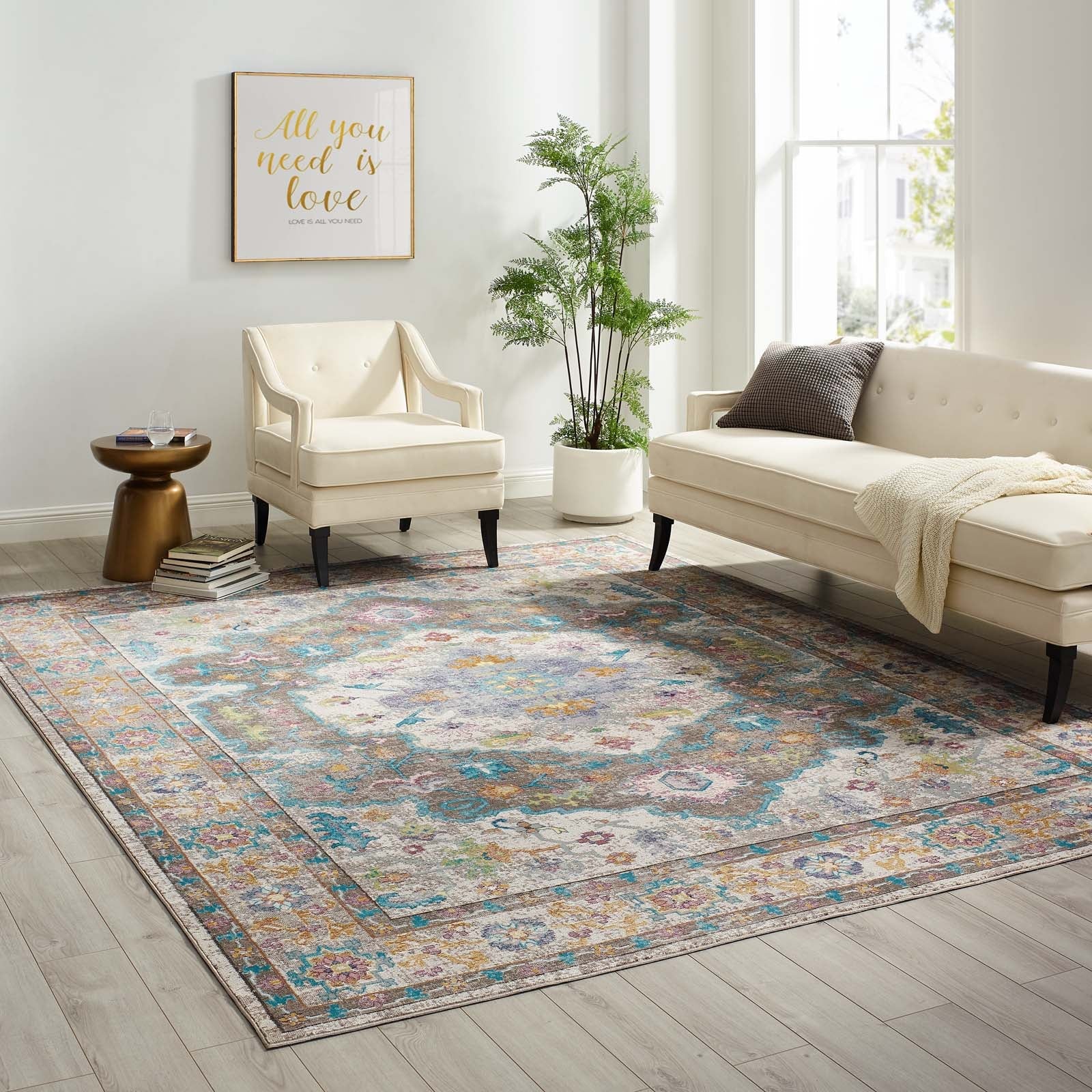 Success Anisah Distressed Floral Persian Medallion Area Rug