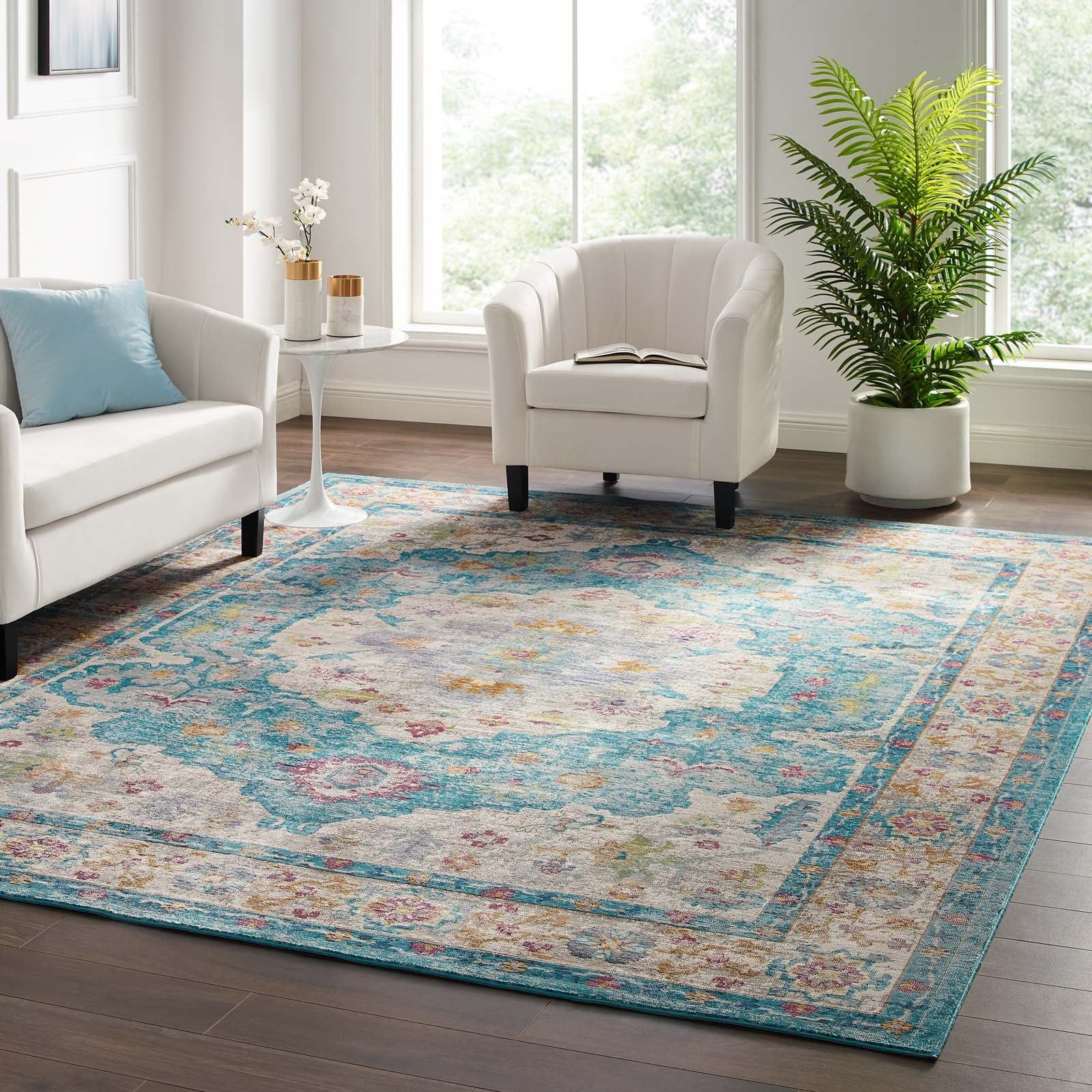 Success Anisah Distressed Floral Persian Medallion Area Rug