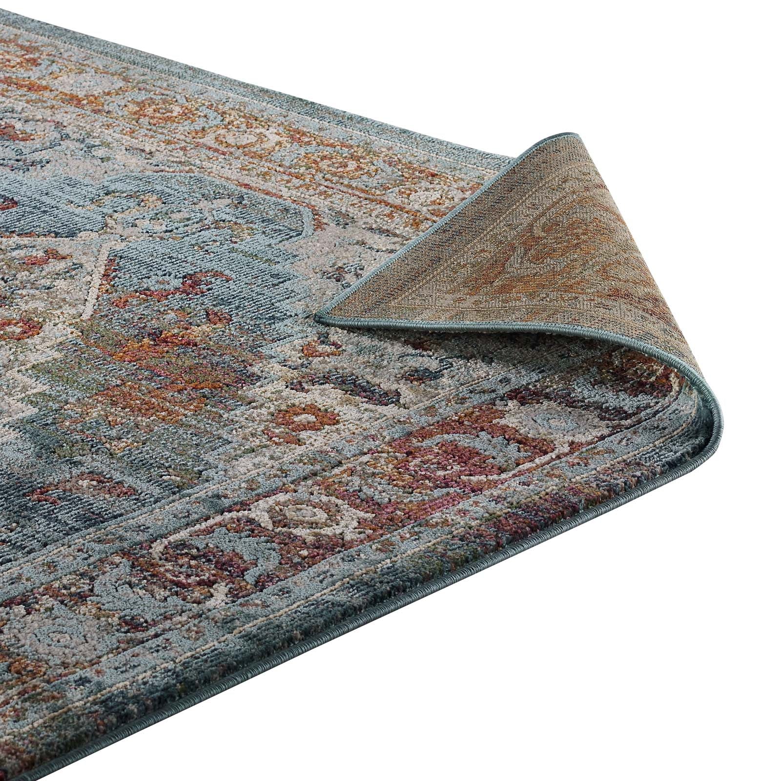 Tribute Camellia Distressed Vintage Floral Persian Medallion Area Rug