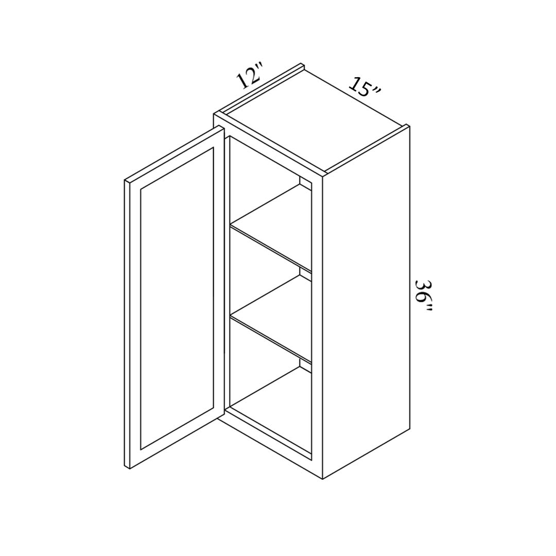 Kitchen Wall Cabinet - White Shaker - Single Door Wall Cabinet | 15