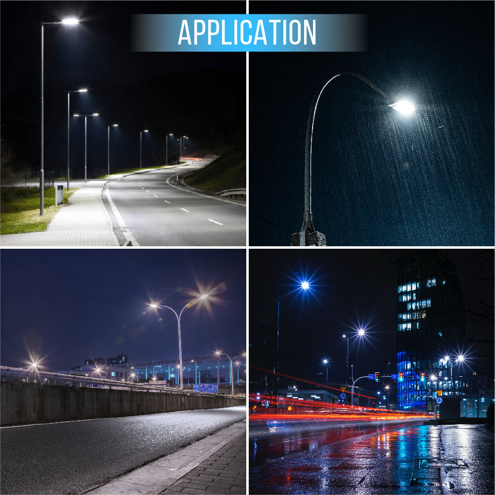 LED Street Light, H Series, 100W, 5000K, 15000LM, Dimmable, 120-277V, Waterproof Outdoor Commercial Area Road Lighting