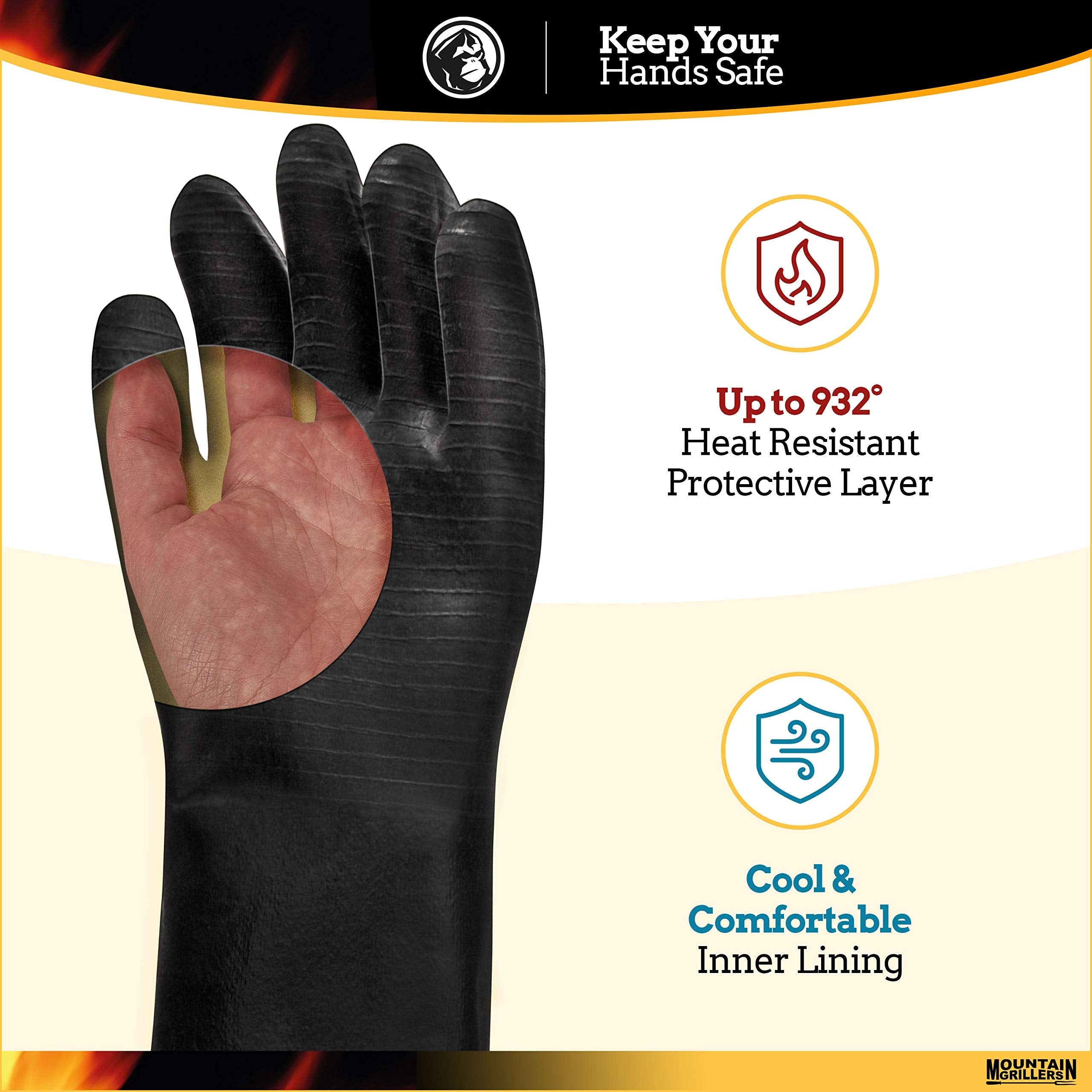 Extreme Heat Resistant Gloves For Grill BBQ - High Temperature Fire Pit Grill Gloves