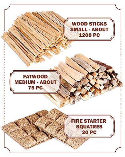 Fire Starters Box: kindling Wood Sticks + fire Starter logs (Similar fatwood) + Fat Wood