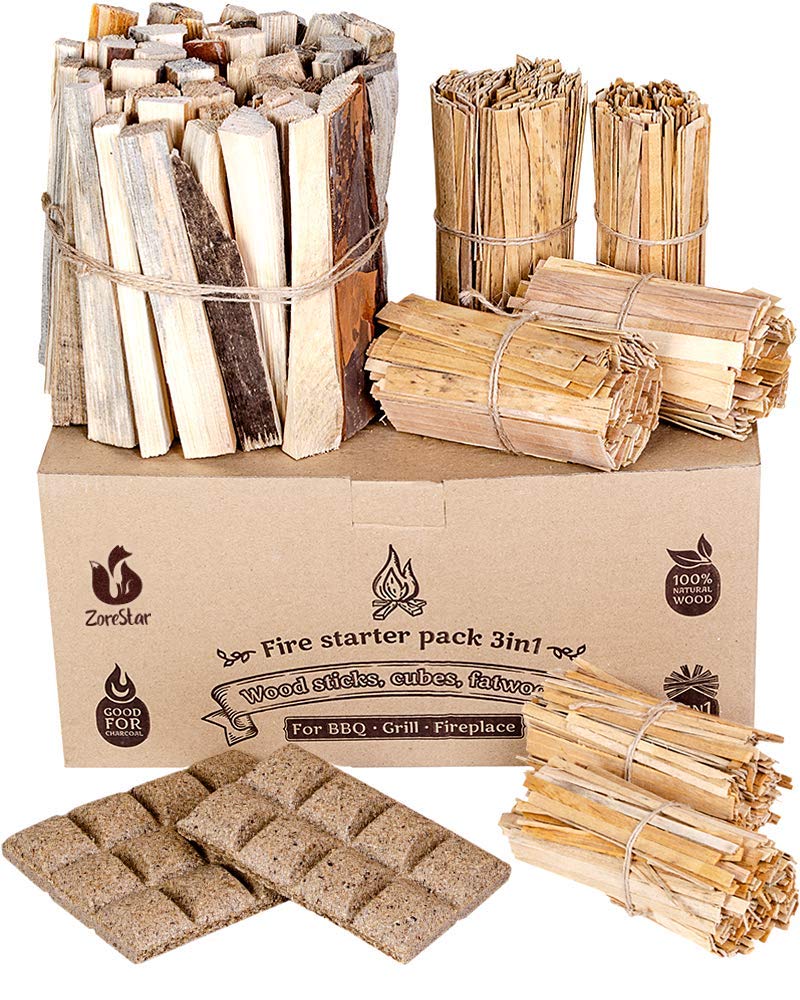 Fire Starters Box: kindling Wood Sticks + fire Starter logs (Similar fatwood) + Fat Wood