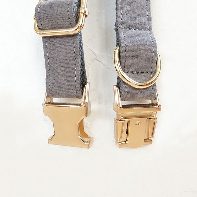 fancy gray velvet dog collar