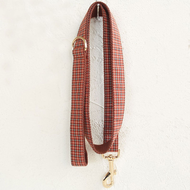 brown plaid dog leash