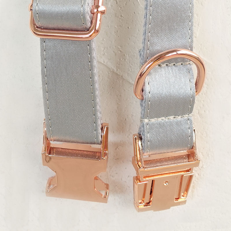 Grey sating dog collar