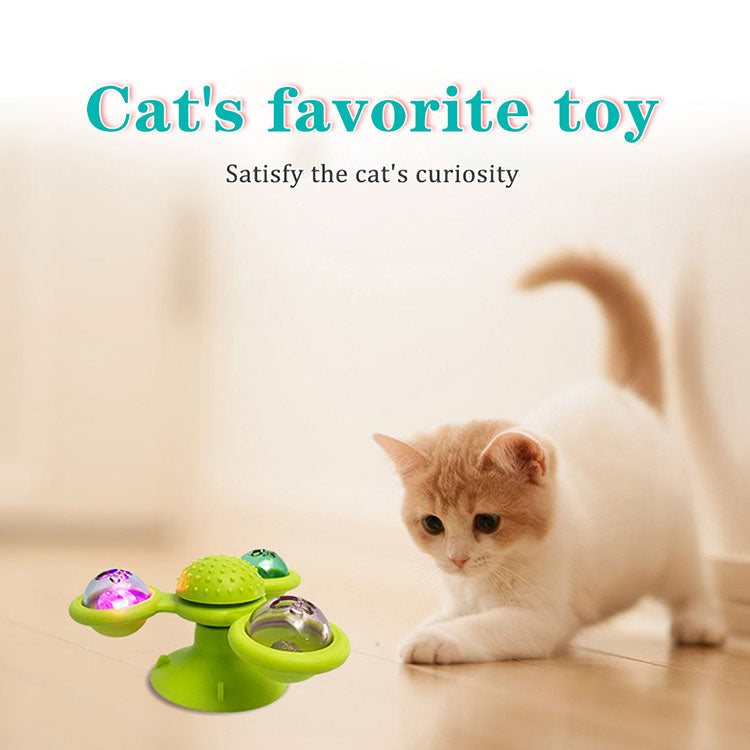 Pet Life Yellow 'Windmill' Rotating Suction Cup Spinning Cat Toy