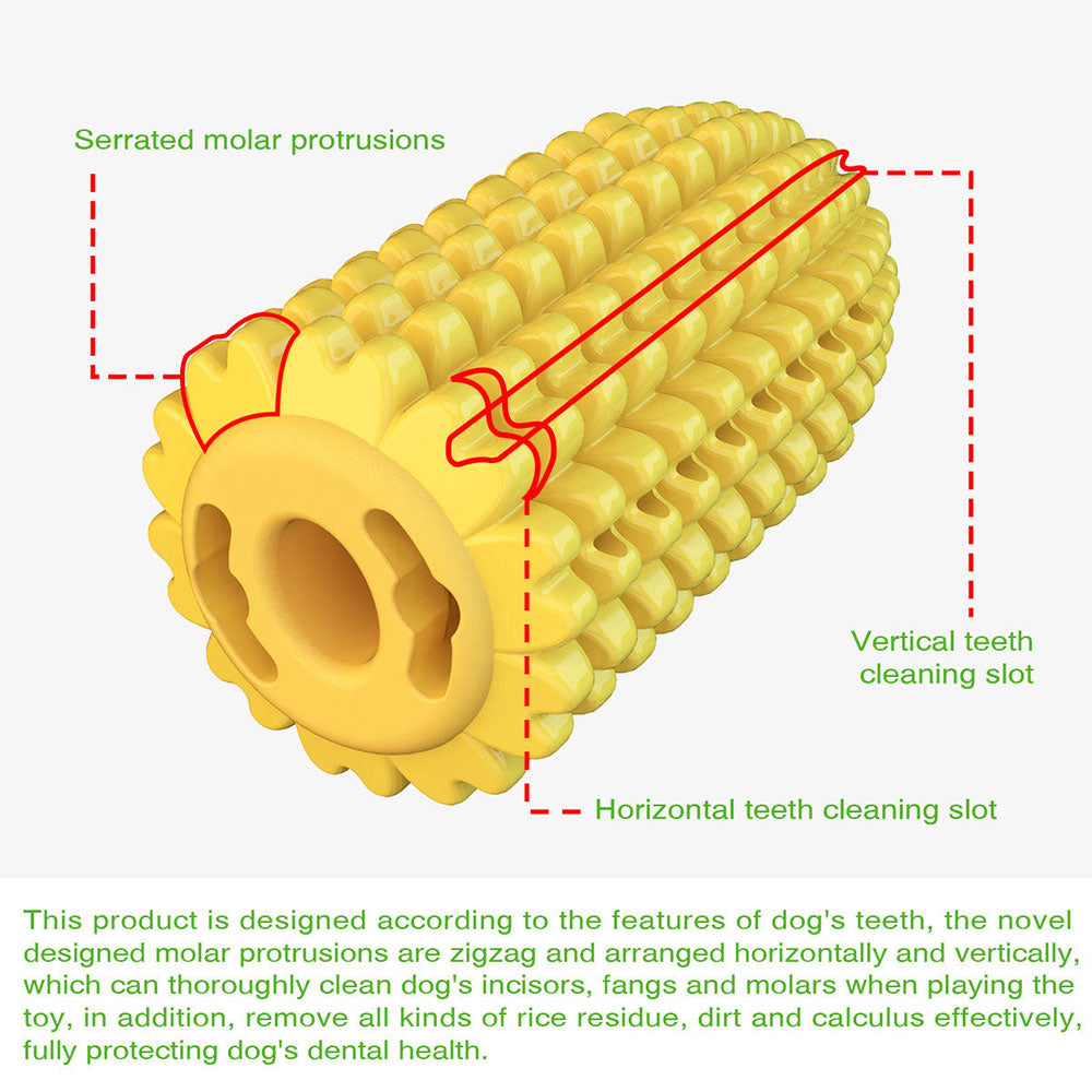 PETDURO-Dog-Chew-Toys-Corn-Shaped-Dental-Teething-Toy-Rubber-with-Rope