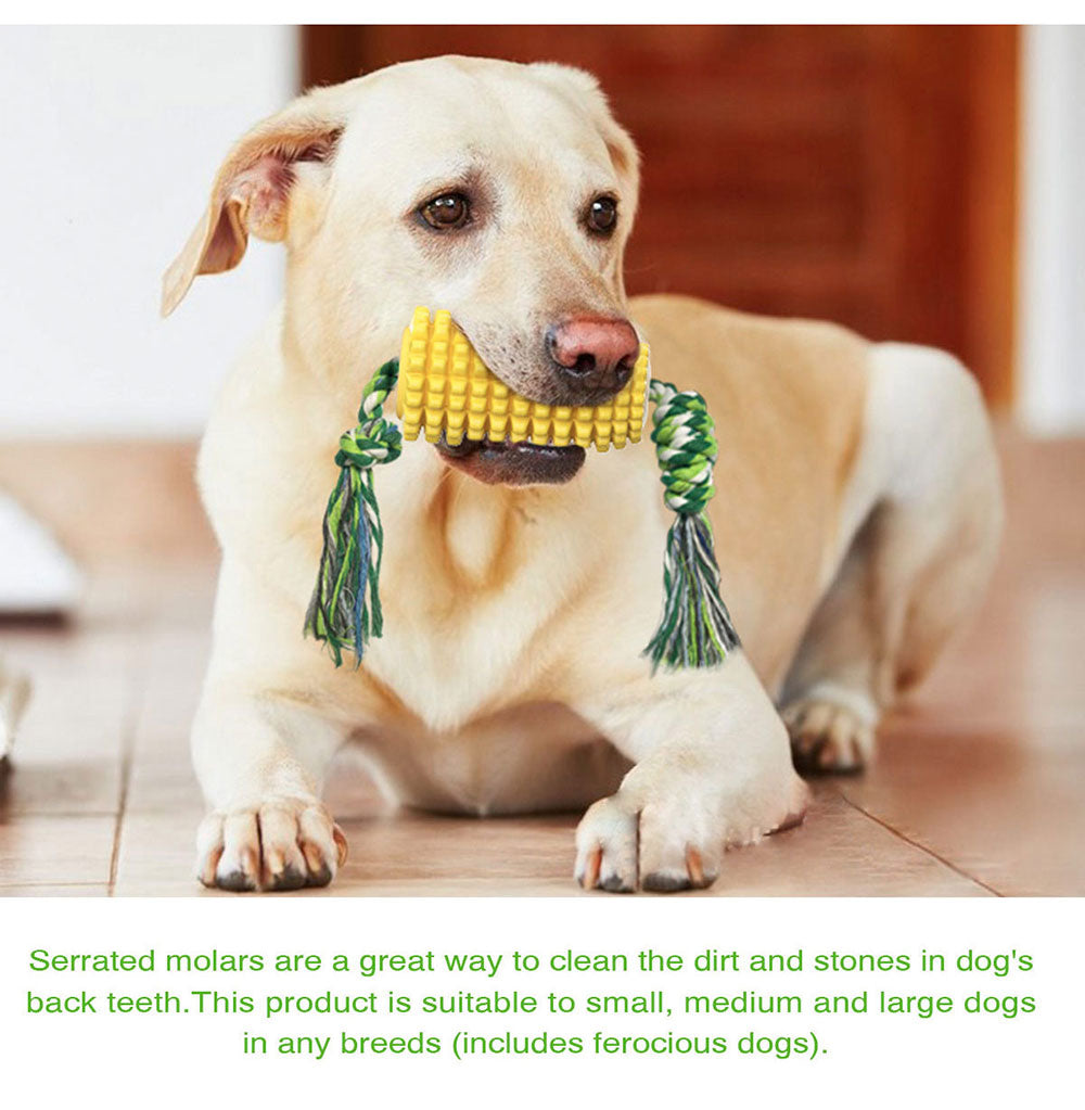 PETDURO-Dog-Chew-Toys-Corn-Shaped-Dental-Teething-Toy-Rubber-with-Rope