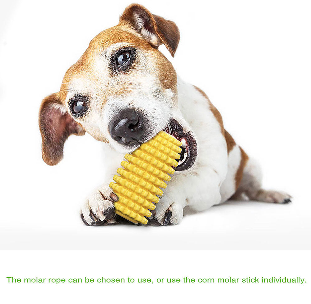 PETDURO-Dog-Chew-Toys-Corn-Shaped-Dental-Teething-Toy-Rubber-with-Rope