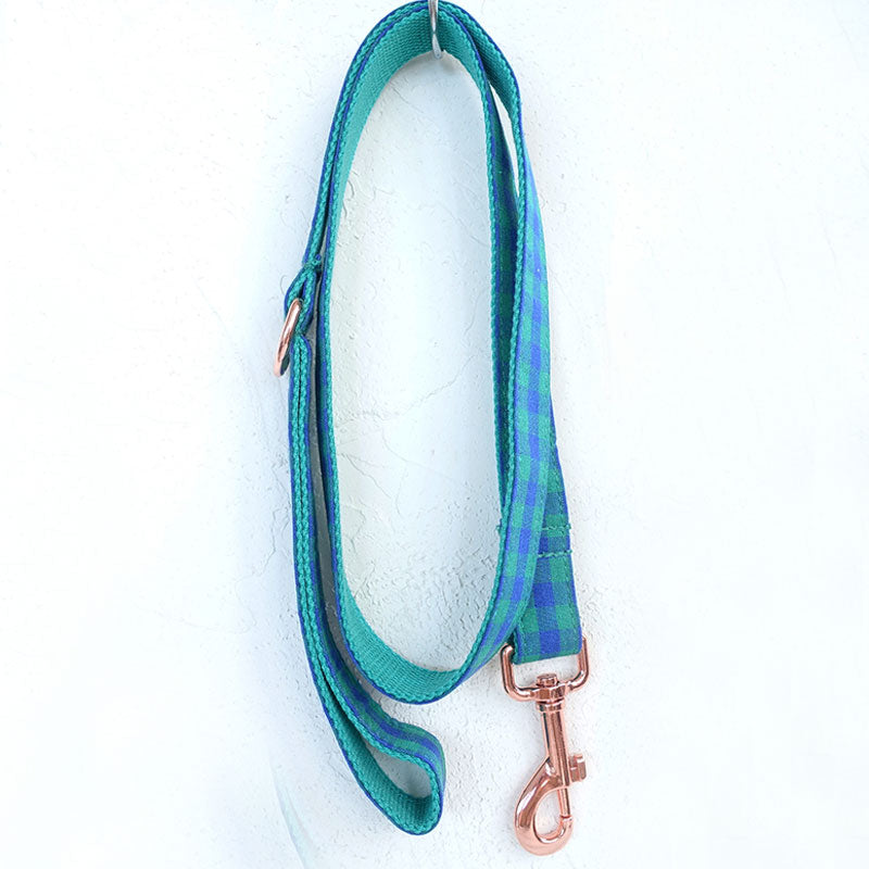 Green plaid dog leash
