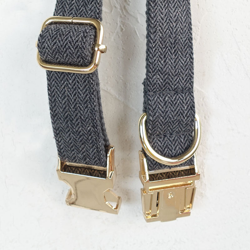 heavy duty dog collar grey tweed