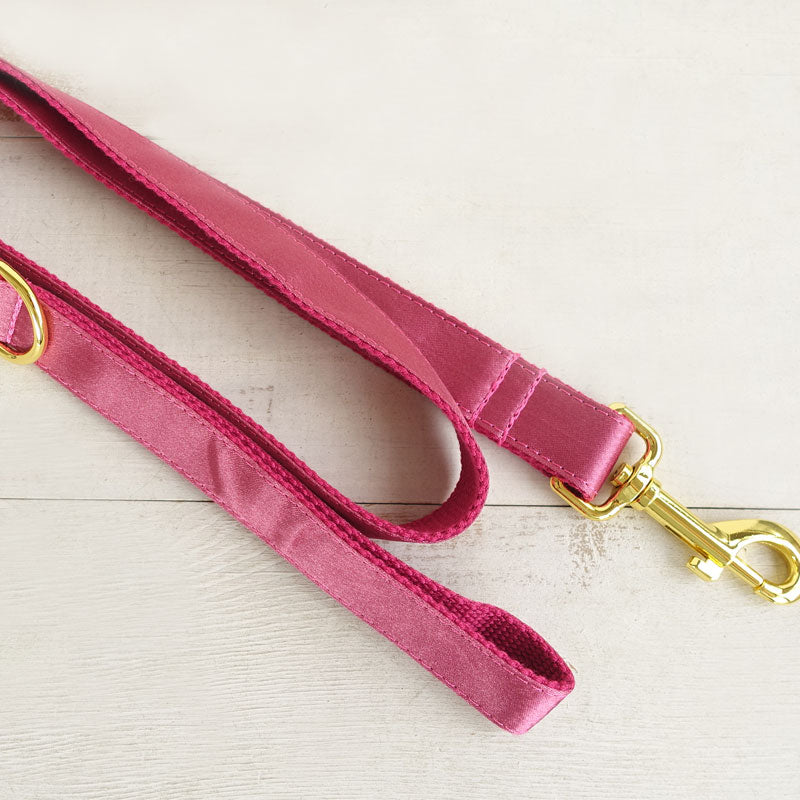 red sating dog leash