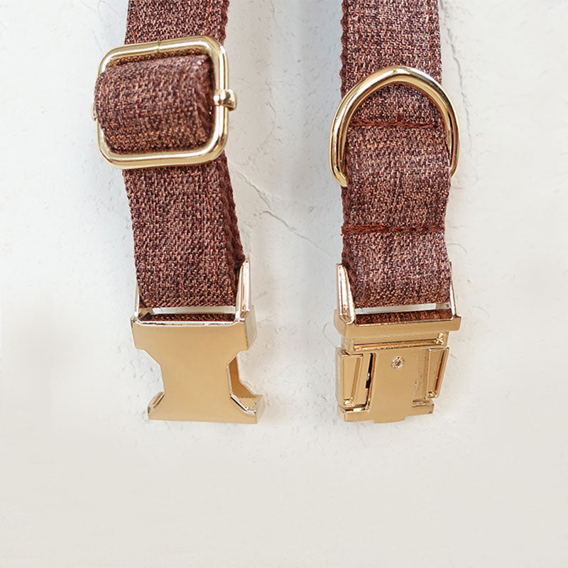 personalized dog collar brown tweed