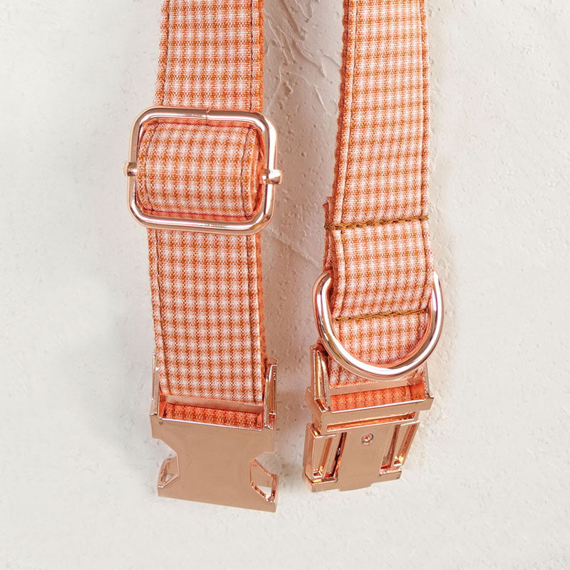 orange plaid custom dog collar