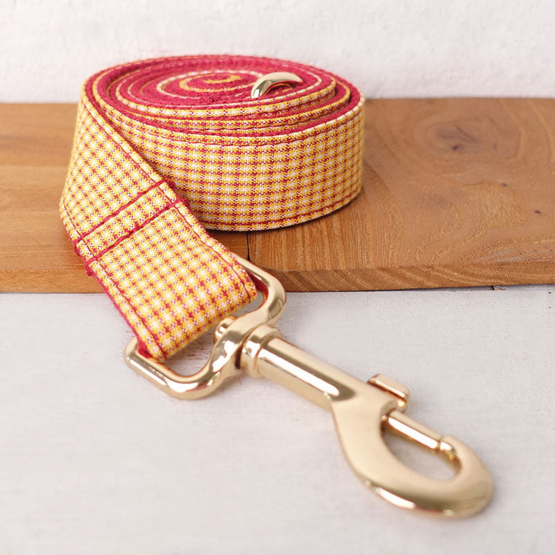 red yellow plaid dog leash