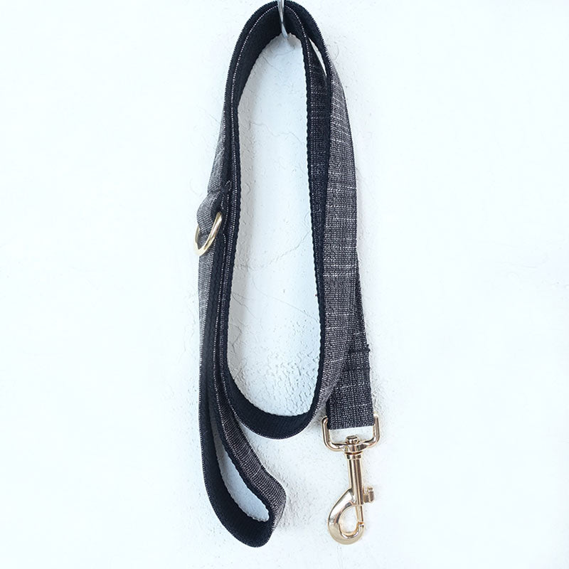 cute dog leash black tweed