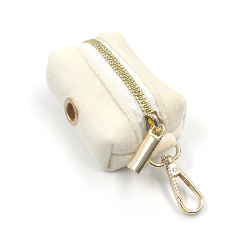 cream velvet dog poop bag holder