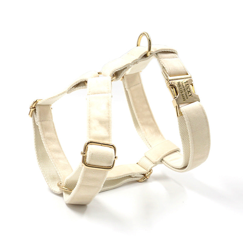 cream velvet dog harness