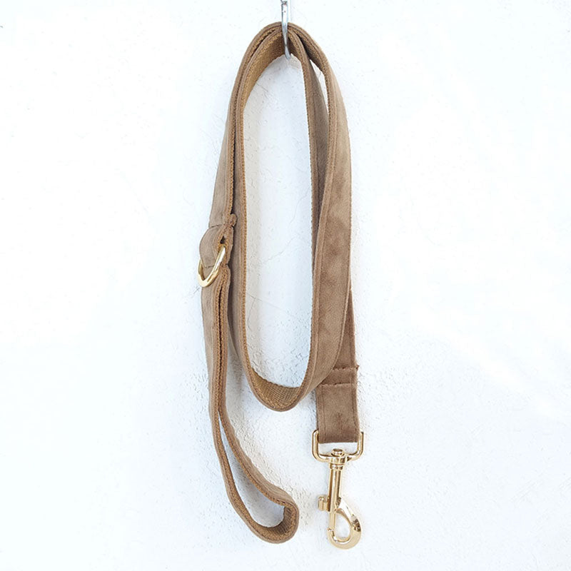 cute dog leash camel velvet